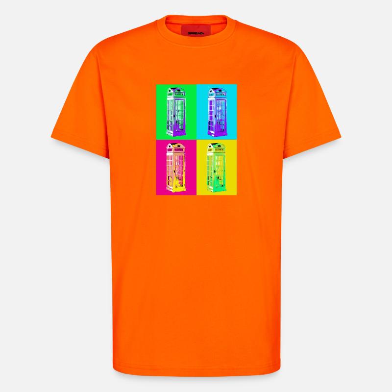 Cabine téléphonique Pop Art multicolore - T-shirt bio décontracté fabriqué en UE - SUNSET ORANGE