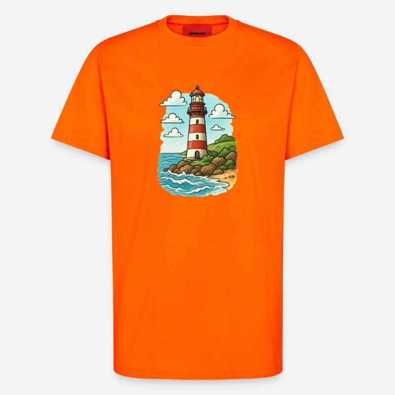 Lighthouse on the coastal path - T-Shirt - made by SPREAD - SUNSET ORANGE