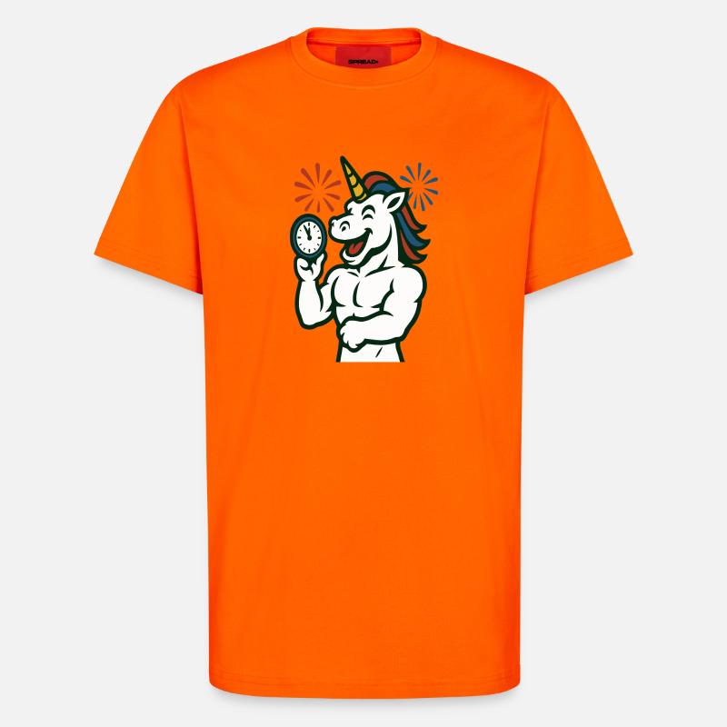 Starkes Einhorn-Zeit-Illustrationsmaskottchen - T-Shirt - made by SPREAD - SUNSET ORANGE