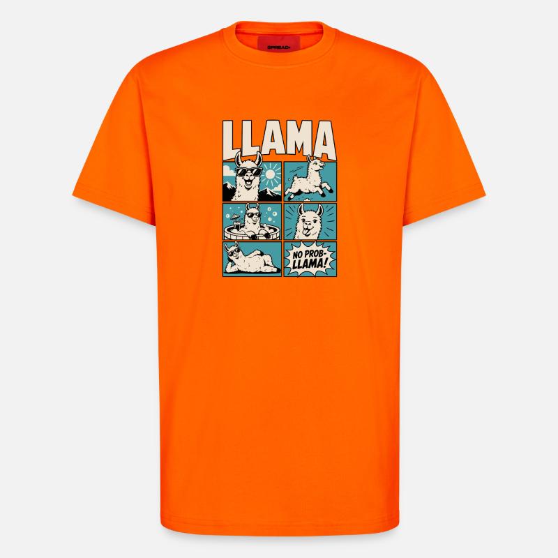 Chill Llama Comic Design - T-Shirt - made by SPREAD - SUNSET ORANGE