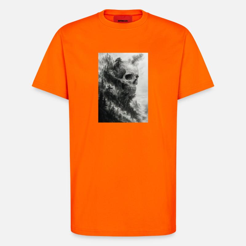 Unheimliche Waldschädel-Illustration - T-Shirt - made by SPREAD - SUNSET ORANGE