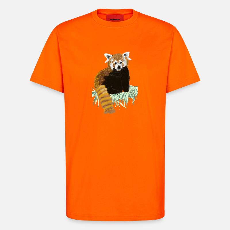 Roter Pandabaer auf Heu sitzend - T-Shirt - made by SPREAD - SUNSET ORANGE