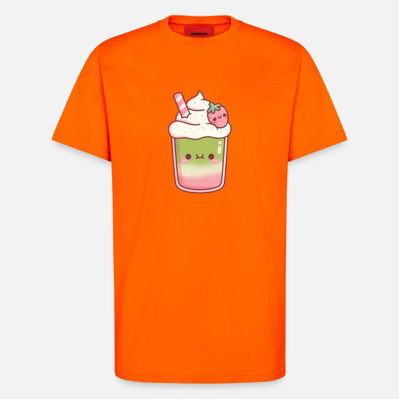 Süßer Eiskaffer Matcha Erdbeer-Latte - T-Shirt - made by SPREAD - SUNSET ORANGE