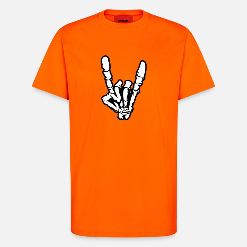 Rock'n'Roll- oder Heavy-Metal-Handzeichen * - T-Shirt - made by SPREAD - SUNSET ORANGE