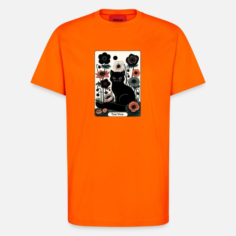 Void Cat in Bloom Tarot - T-Shirt - made by SPREAD - SUNSET ORANGE