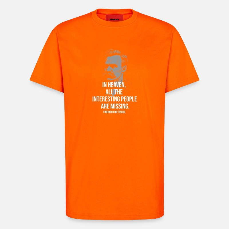 Citation de Nietzsche : Le paradis manquant : - T-shirt bio décontracté fabriqué en UE - SUNSET ORANGE