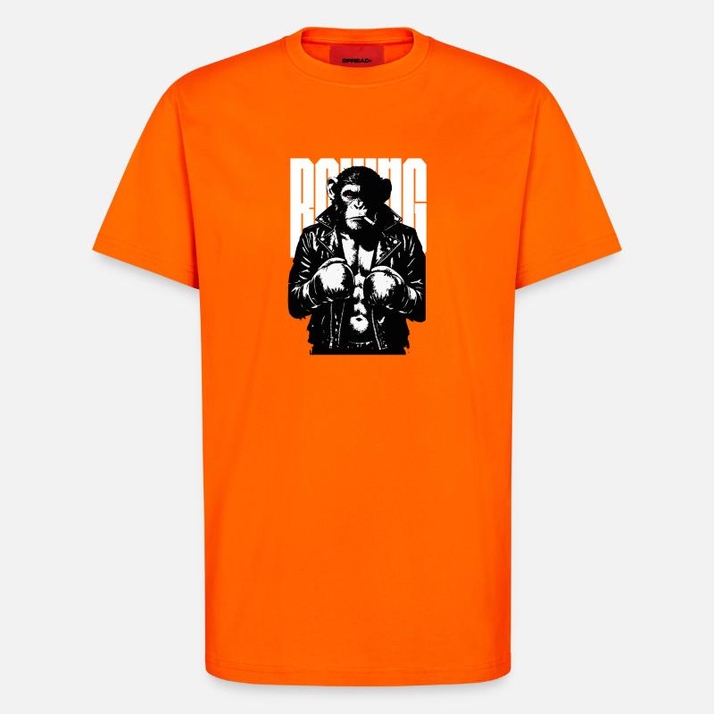 Monkey Boxer Rebel Monkey in Leder-Boxjacke - T-Shirt - made by SPREAD - SUNSET ORANGE