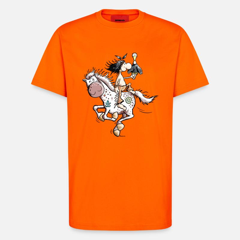 Indianer mit Pferd - T-Shirt - made by SPREAD - SUNSET ORANGE