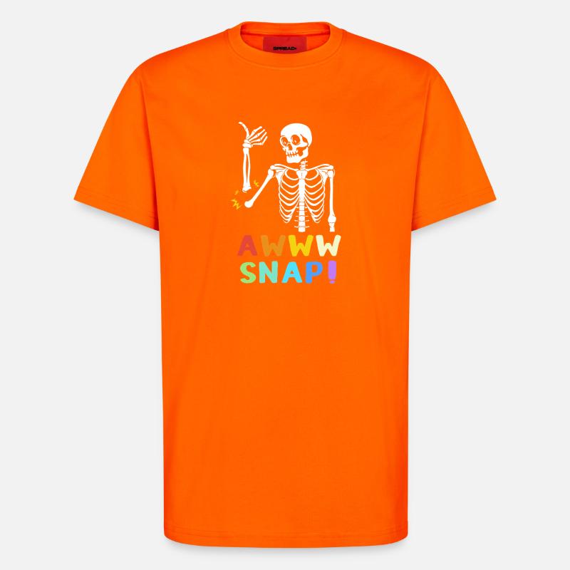 Knochenbruch Halloween Skelett Knochen Armbruch - T-Shirt - made by SPREAD - SUNSET ORANGE