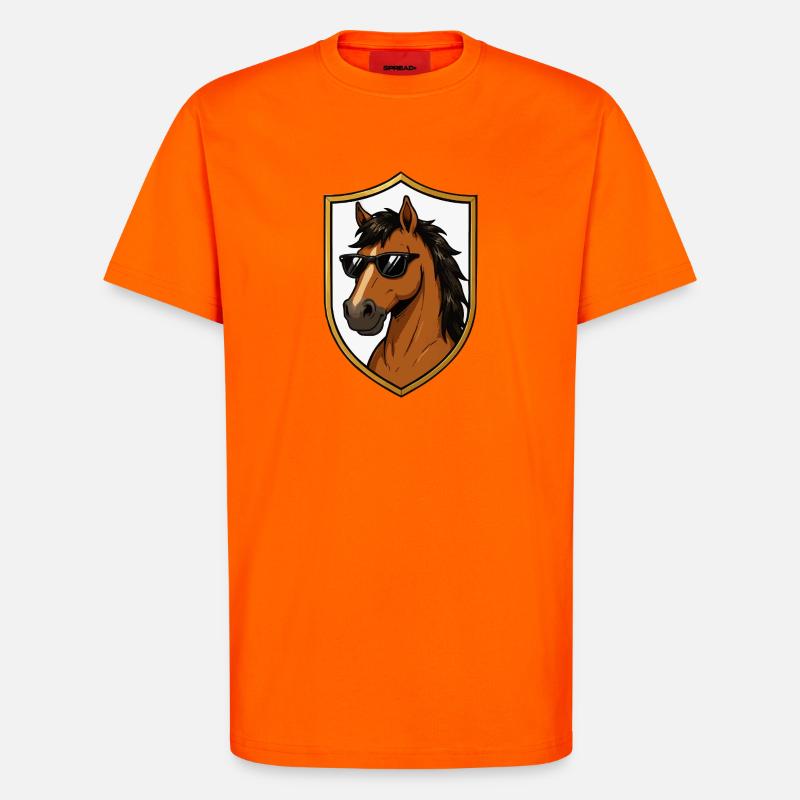 Stallion with Sunglasses Shield - T-Shirt - made by SPREAD - SUNSET ORANGE