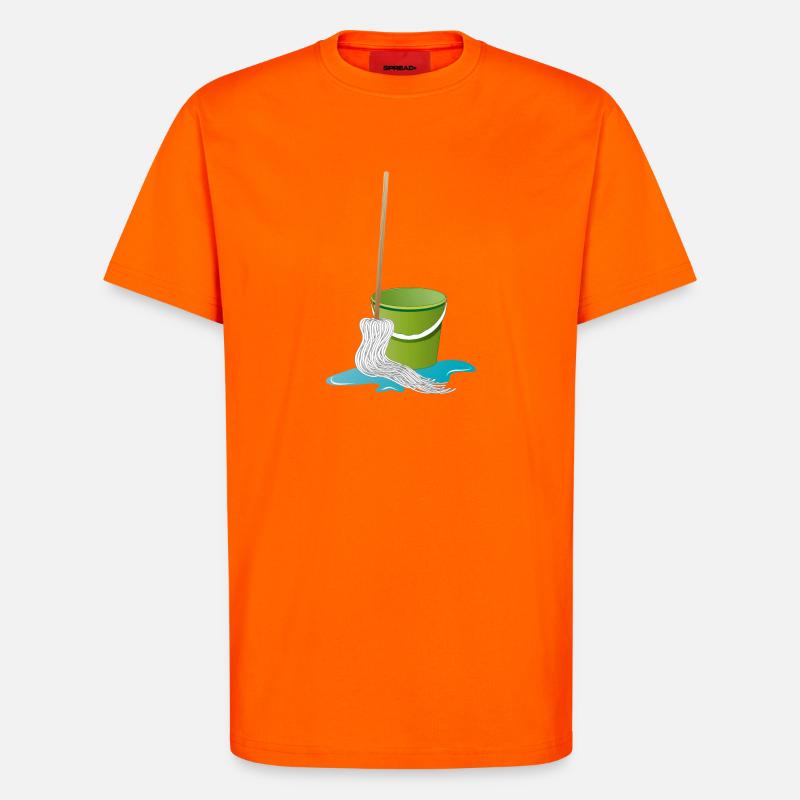 Wischmopp mit Putzeimer Zeit zu Putzen - T-Shirt - made by SPREAD - SUNSET ORANGE