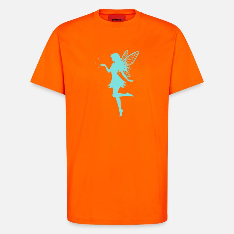 Silhouette de fée avec des étoiles - T-shirt bio décontracté fabriqué en UE - SUNSET ORANGE