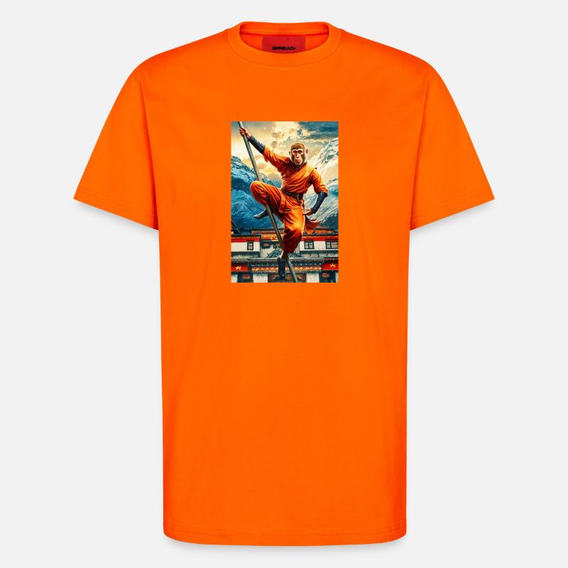 Humanoider Affe Shaolin Mönch - T-Shirt - made by SPREAD - SUNSET ORANGE