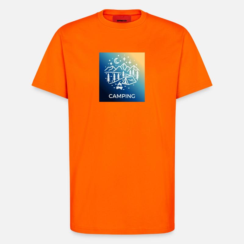Nuit Forêt Camping Camping - T-shirt bio décontracté fabriqué en UE - SUNSET ORANGE