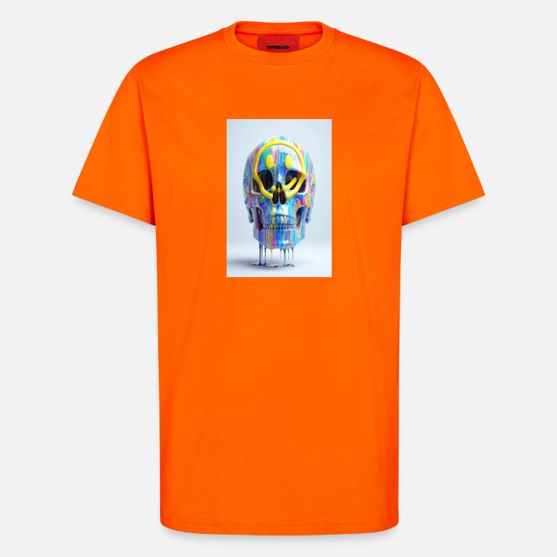 Psychedelic Skull with Smile Goggles - T-Shirt - made by SPREAD - SUNSET ORANGE