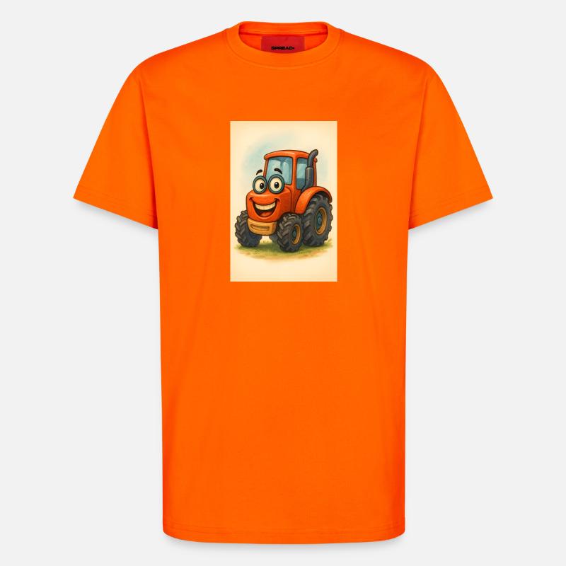 Glücklicher Traktor mit Gesicht - T-Shirt - made by SPREAD - SUNSET ORANGE