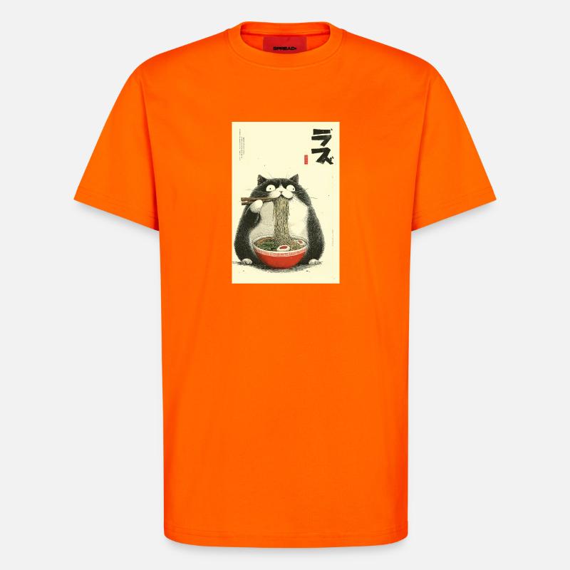 Nudelnde Katzen-Ramen - T-Shirt - made by SPREAD - SUNSET ORANGE