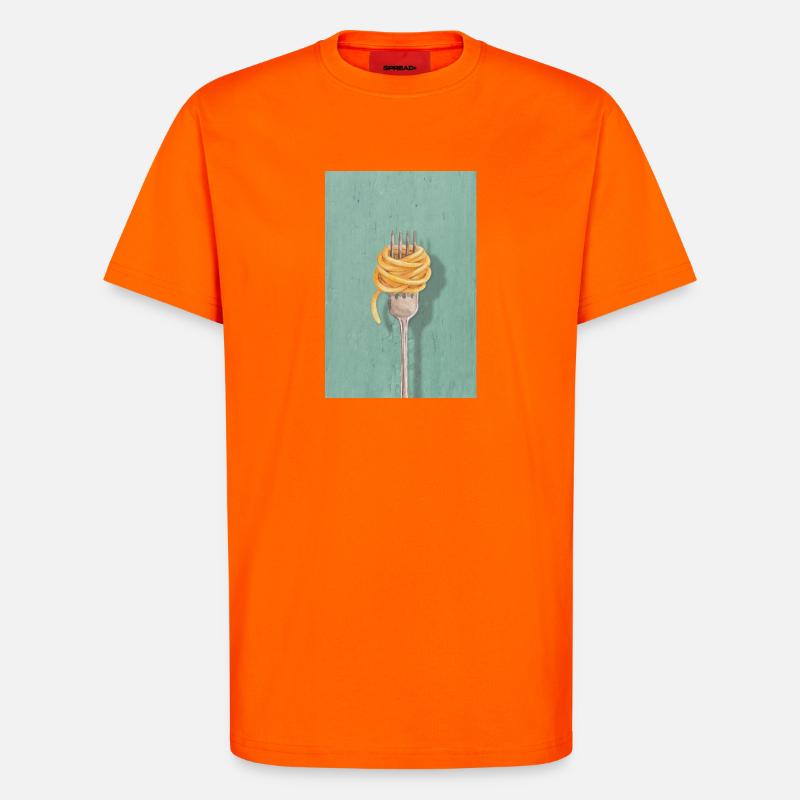 Pasta Fork Reduced Kitchen Design - T-Shirt - made by SPREAD - SUNSET ORANGE