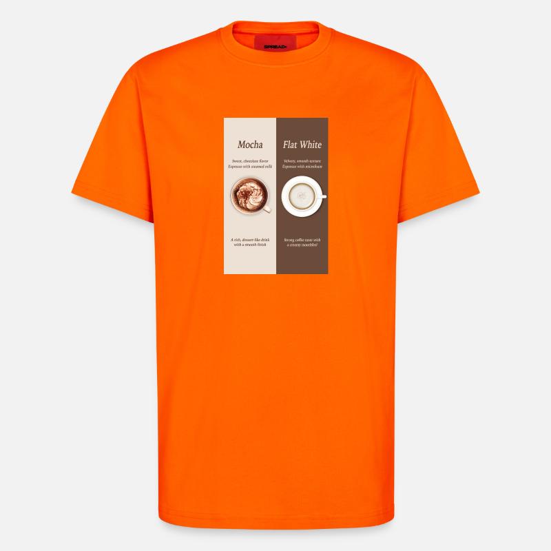 Affiche Moka vs café blanc plat - T-shirt bio décontracté fabriqué en UE - SUNSET ORANGE