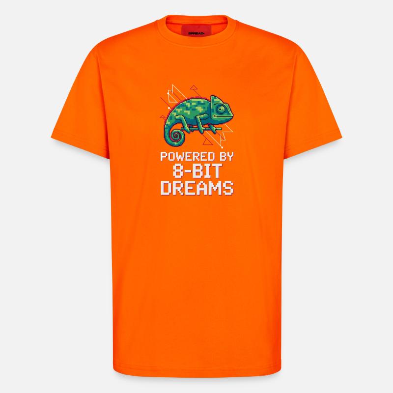 Dreams 8 Bits Propulsés – Pixel Chameleon - T-shirt bio décontracté fabriqué en UE - SUNSET ORANGE