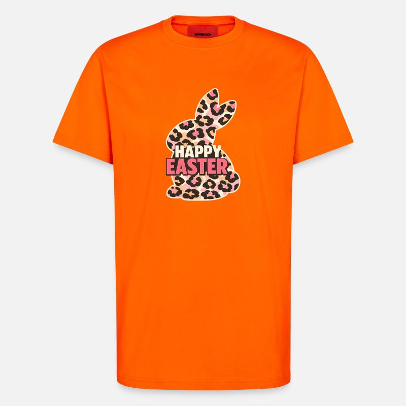 Joyeux Léopard Lapin de Pâques - T-shirt bio décontracté fabriqué en UE - SUNSET ORANGE
