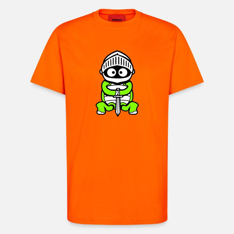 Turtle Knight Épée Fighter Armure Casque - T-shirt bio décontracté fabriqué en UE - SUNSET ORANGE