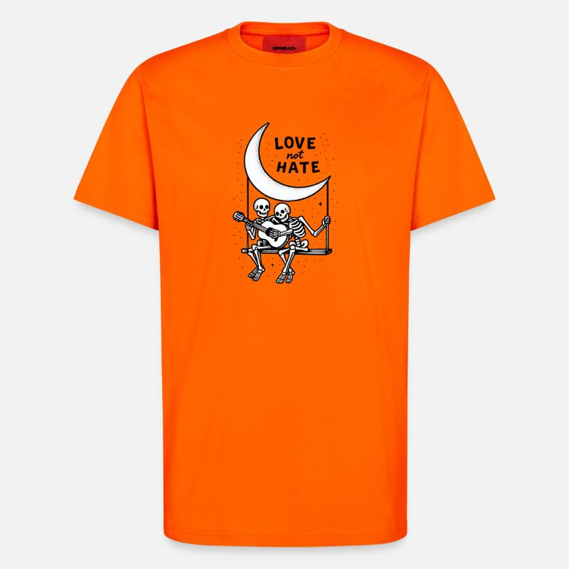 Love Not Hate Skeleton Moon Design - T-Shirt - made by SPREAD - SUNSET ORANGE
