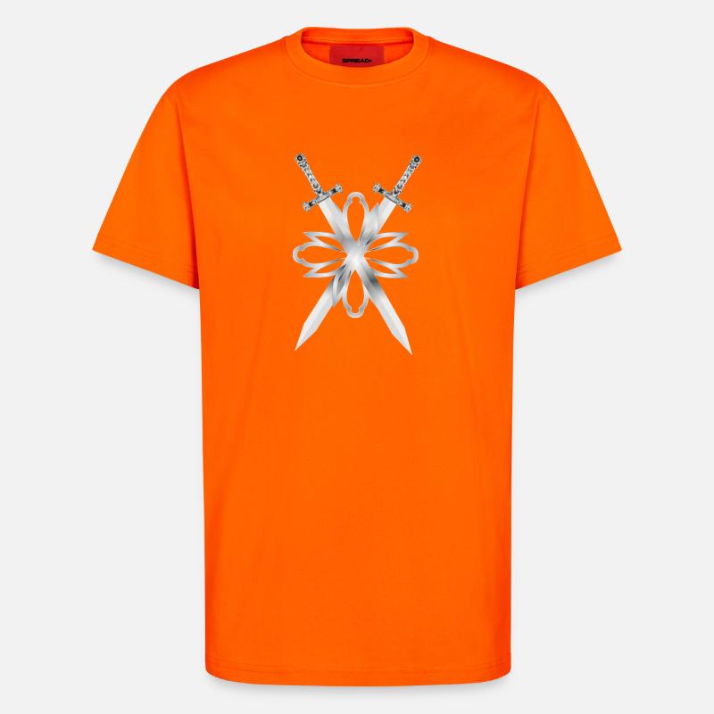 Deux épées ornées d’argent - T-shirt bio décontracté fabriqué en UE - SUNSET ORANGE
