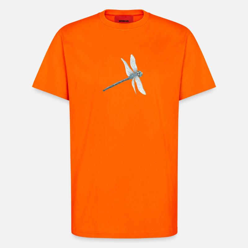 Illustration de libellule sarcelle - T-shirt bio décontracté fabriqué en UE - SUNSET ORANGE