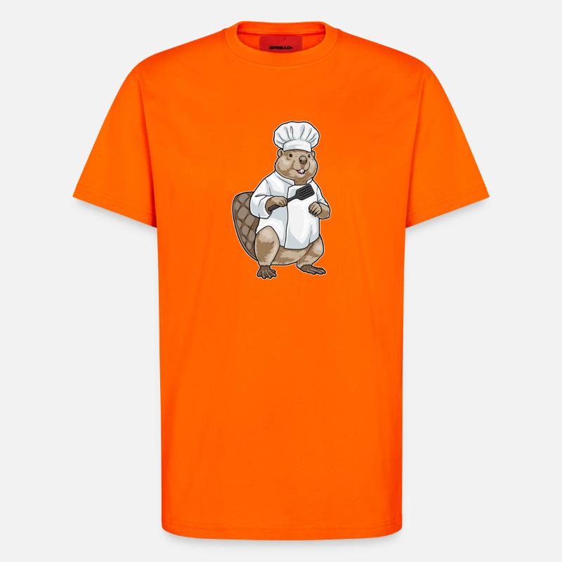 Beaver Cook Spatule Cuisson - T-shirt bio décontracté fabriqué en UE - SUNSET ORANGE
