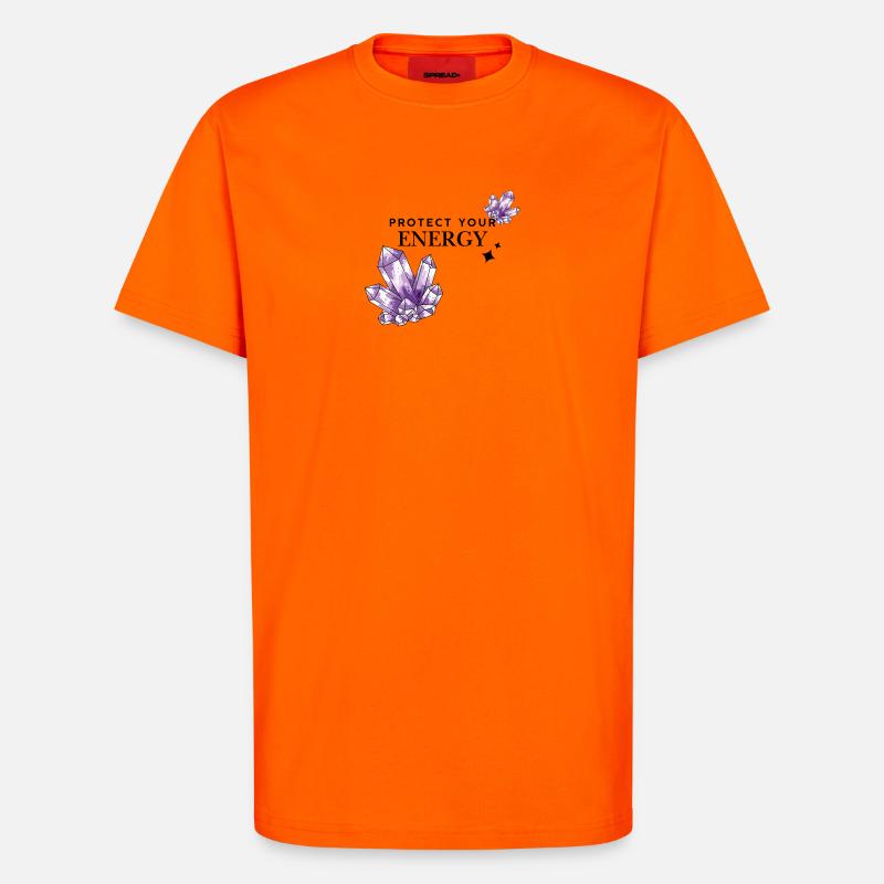 Violet crystal clusters on black - T-Shirt - made by SPREAD - SUNSET ORANGE