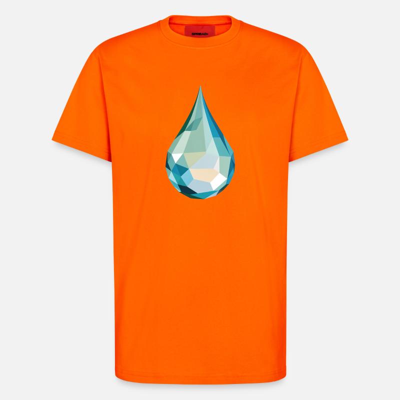 Wassertropfen - Cooles Low Poly Logo - T-Shirt - made by SPREAD - SUNSET ORANGE