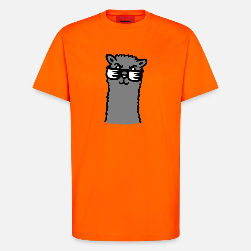 Lama Cool Sunglasses Alpaca Smug Guy - T-Shirt - made by SPREAD - SUNSET ORANGE
