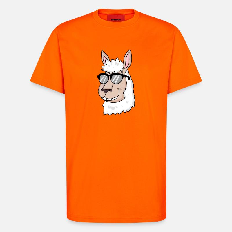 cooles Lama mit Sonnenbrille - T-Shirt - made by SPREAD - SUNSET ORANGE