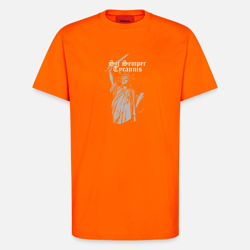 Sic Semper Tyrannis, Freiheitsstatue mit Schwert - T-Shirt - made by SPREAD - SUNSET ORANGE
