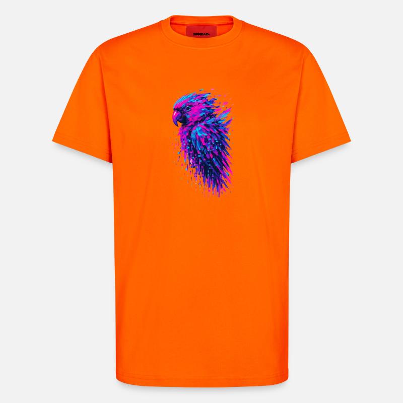 Papagei-Glitch-Kunst Cyber-Vibration - T-Shirt - made by SPREAD - SUNSET ORANGE