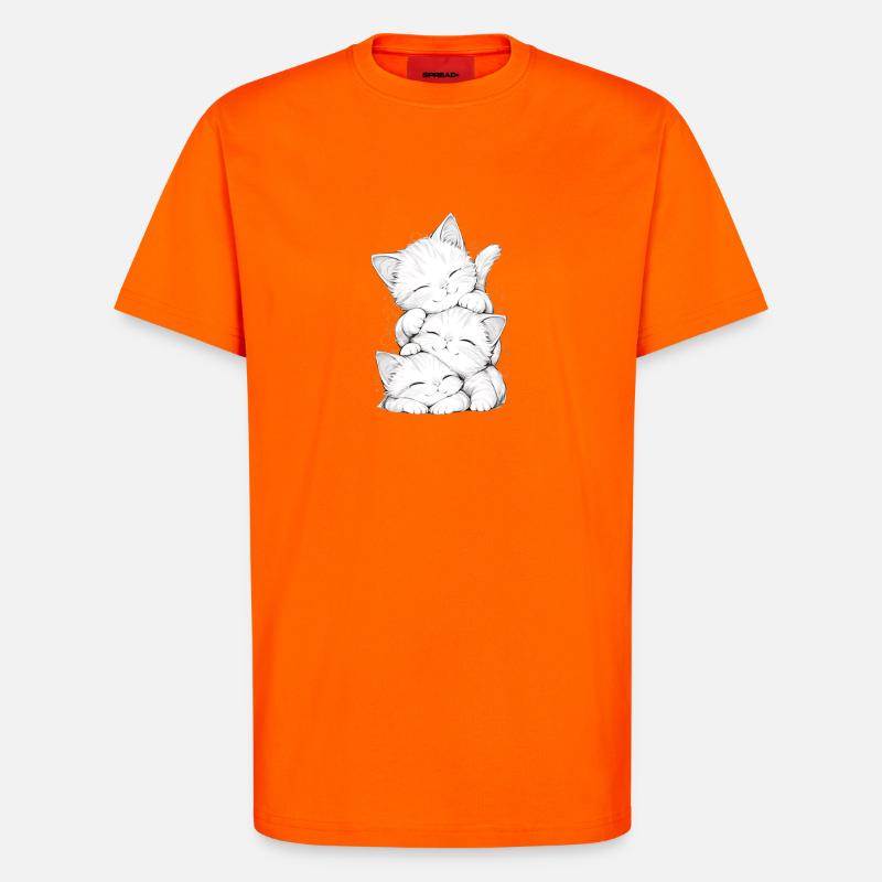 Schlafende Kätzchen-Trio - T-Shirt - made by SPREAD - SUNSET ORANGE