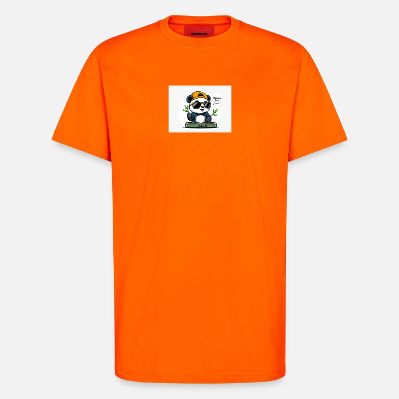 Panda DJ mit Bambusstäben - T-Shirt - made by SPREAD - SUNSET ORANGE