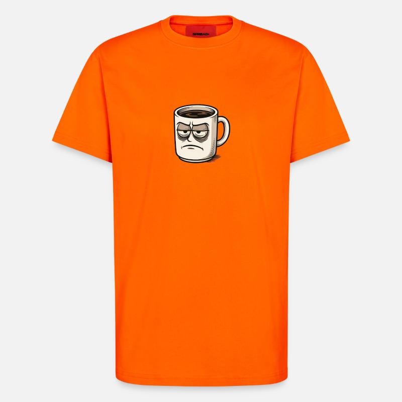 Coffee cup with grumpy face - T-Shirt - made by SPREAD - SUNSET ORANGE