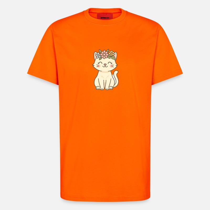 Blumenkranz Katze Charm - T-Shirt - made by SPREAD - SUNSET ORANGE