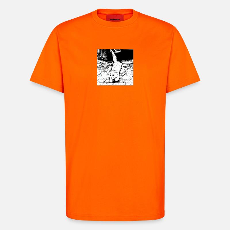 Katzenpfoten Blick unter Auto - T-Shirt - made by SPREAD - SUNSET ORANGE