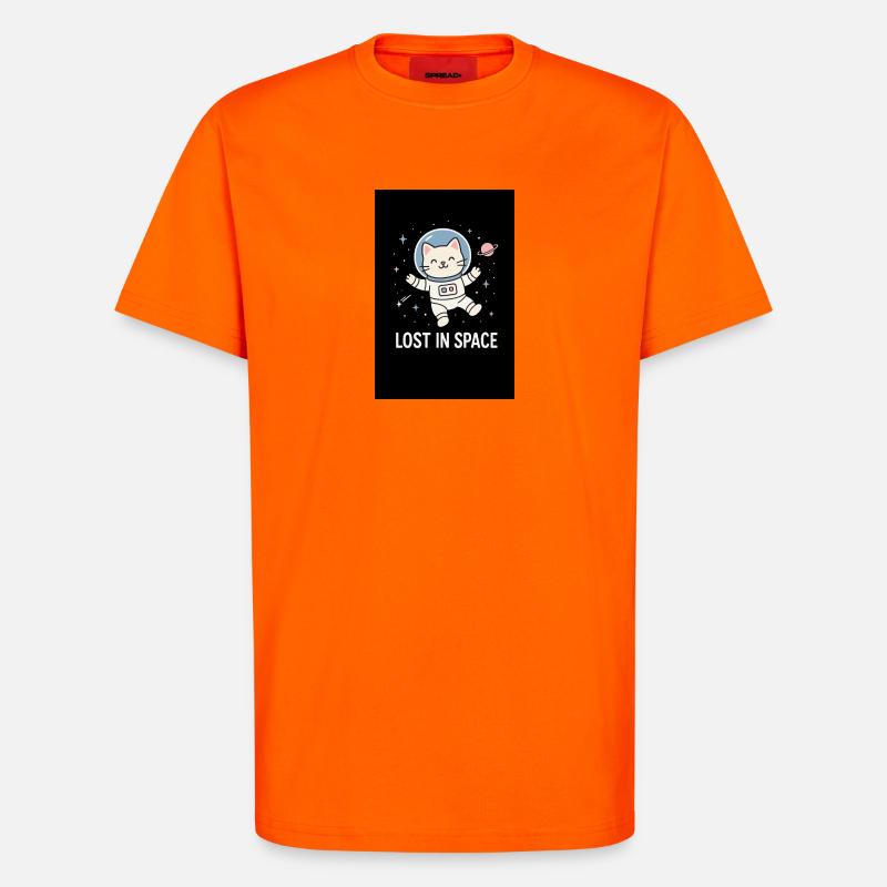 Astronaute chat perdu dans l’espace - T-shirt bio décontracté fabriqué en UE - SUNSET ORANGE