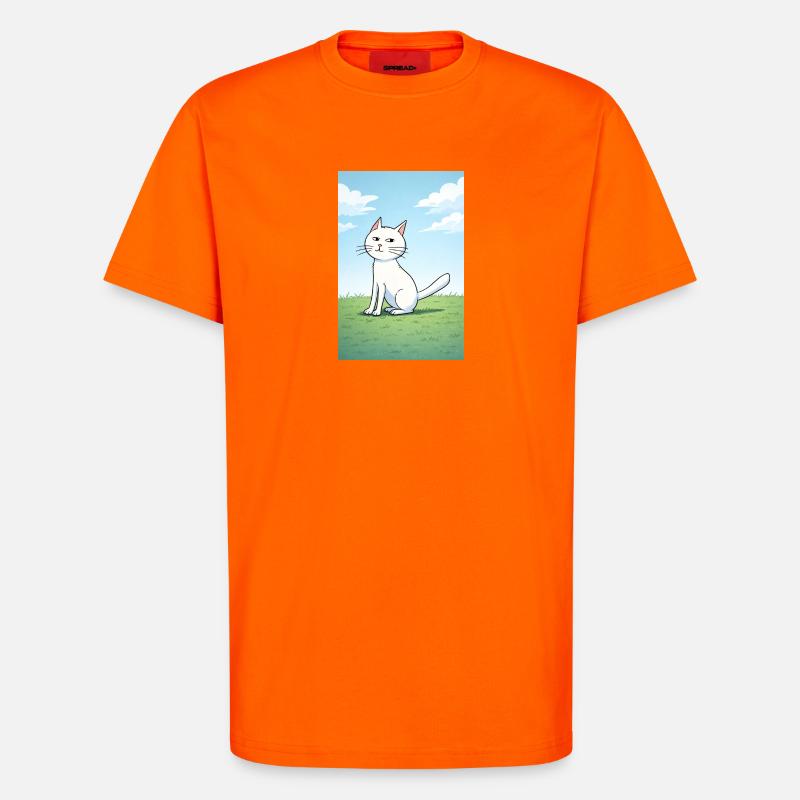Chat blanc au regard espiègle - T-shirt bio décontracté fabriqué en UE - SUNSET ORANGE