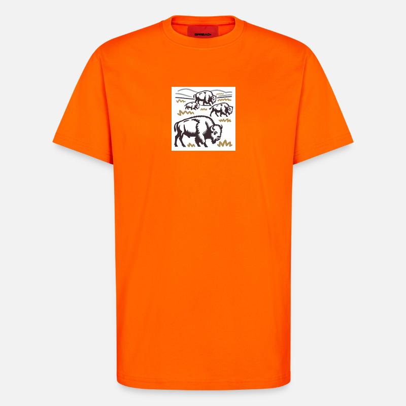 Bisonherde auf der Steppe - T-Shirt - made by SPREAD - SUNSET ORANGE
