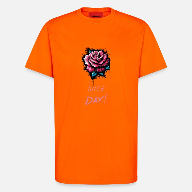 Rose NICE DAY - Saint-Valentin - T-shirt bio décontracté fabriqué en UE - SUNSET ORANGE