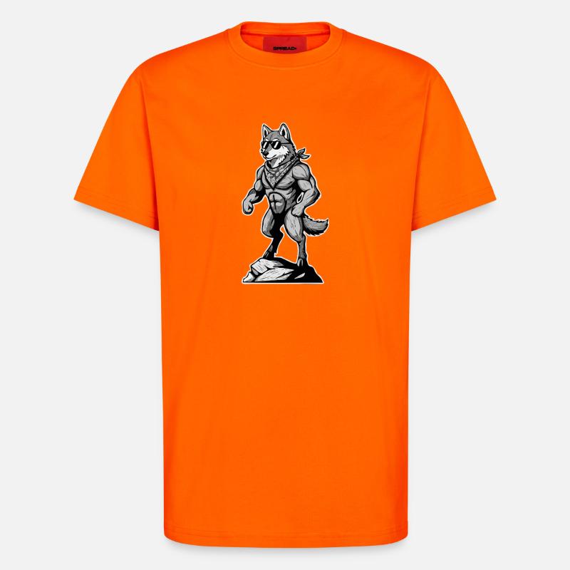 Wandern Wanderer Bergsteiger Berg Wolf  - T-Shirt - made by SPREAD - SUNSET ORANGE
