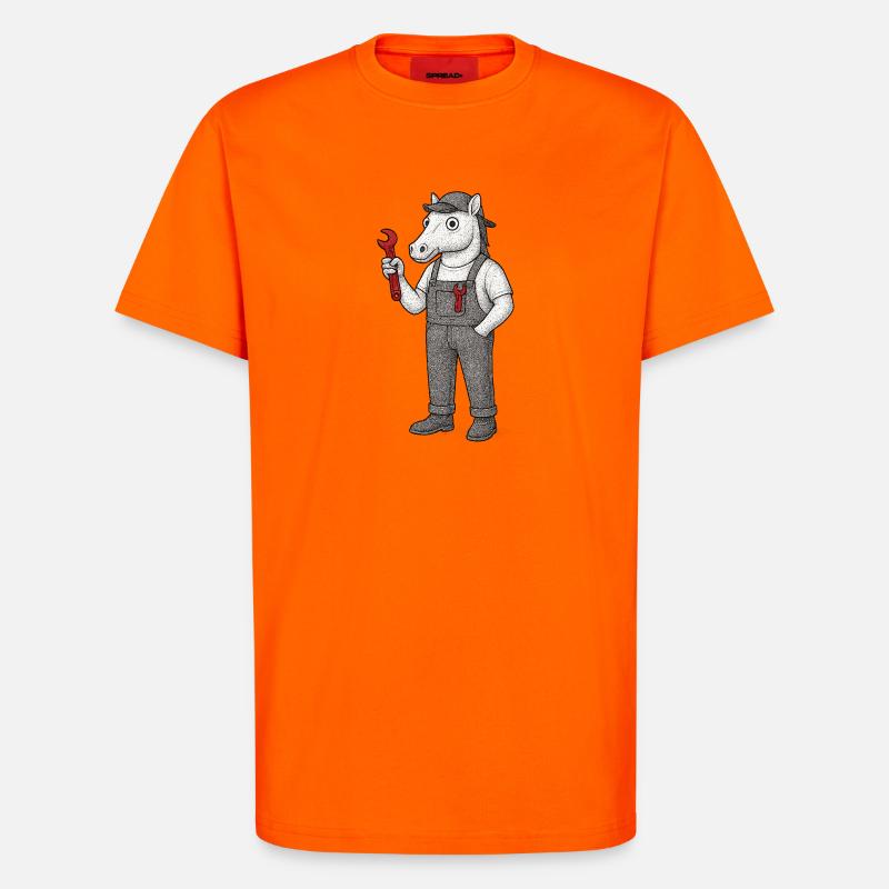 Pferdemechaniker mit Schraubenschlüssel - T-Shirt - made by SPREAD - SUNSET ORANGE