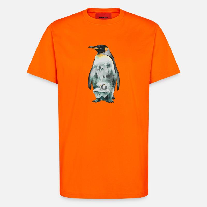 Pinguin Mit Landschaftsmotiv - T-Shirt - made by SPREAD - SUNSET ORANGE