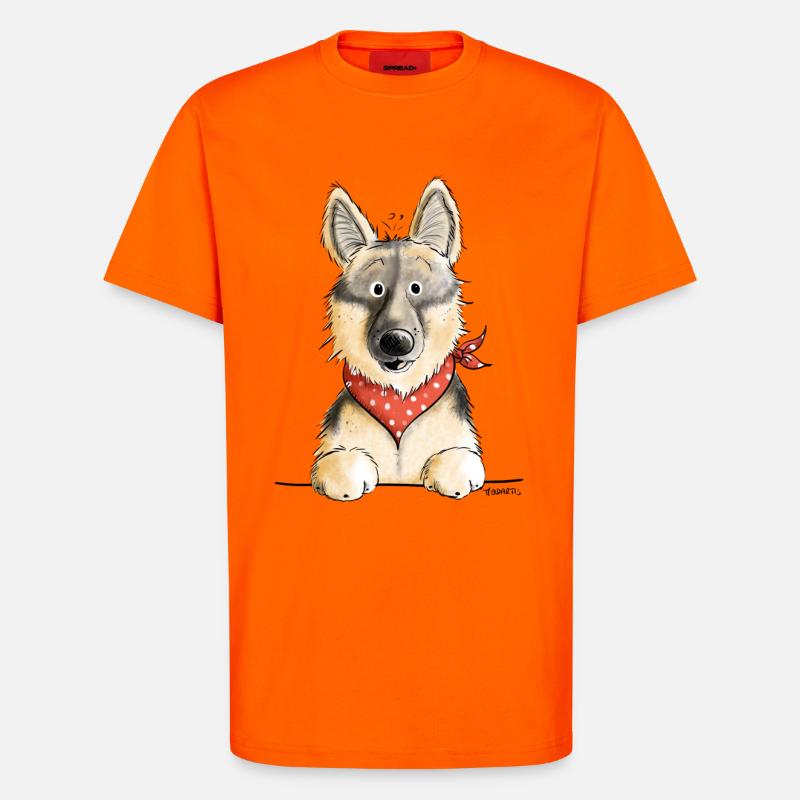 Lustiger Deutscher Schäferhund I Comic Geschenk - T-Shirt - made by SPREAD - SUNSET ORANGE