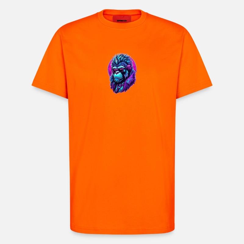 Berauschter Gorilla mit Kopfhörern - T-Shirt - made by SPREAD - SUNSET ORANGE